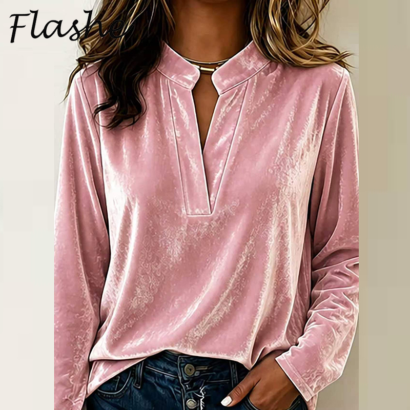 Winter Clothing Girls - Mode fluwelen blouse dames shirt met