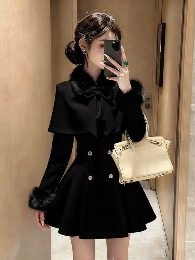 Winter Clothing Ladies - Franse elegante vintage wollen 2-delige set