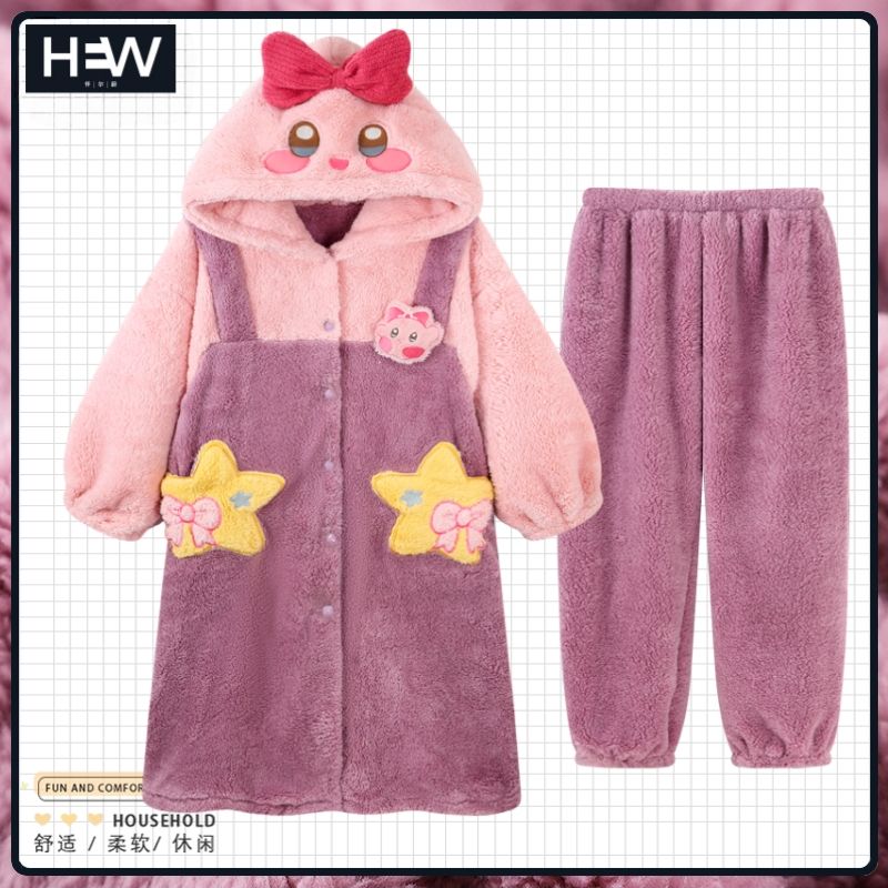 Winter Clothing Girls - Dames Cartoon Koraalfluweel Pyjama Set Schattige