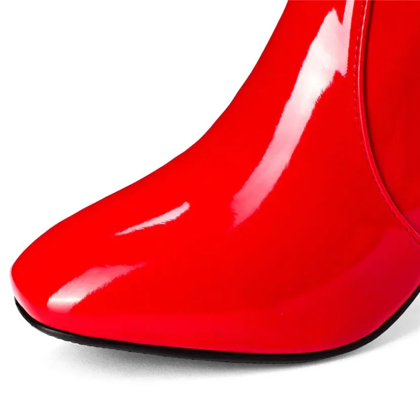 Rood Wit Lakleer Vrouwen Knie  - Winter Clothing Ladies recensie en prijs